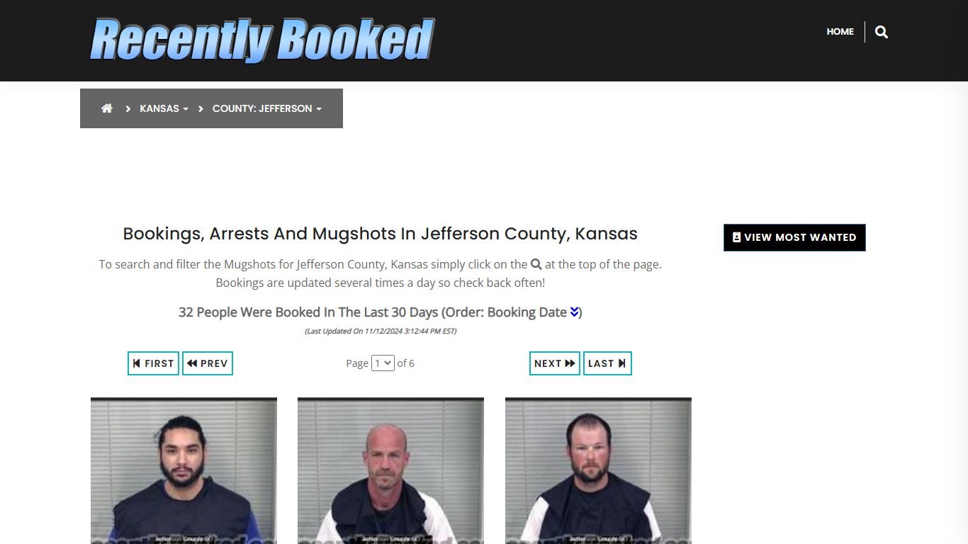 Bookings, Arrests and Mugshots in Jefferson County, Kansas